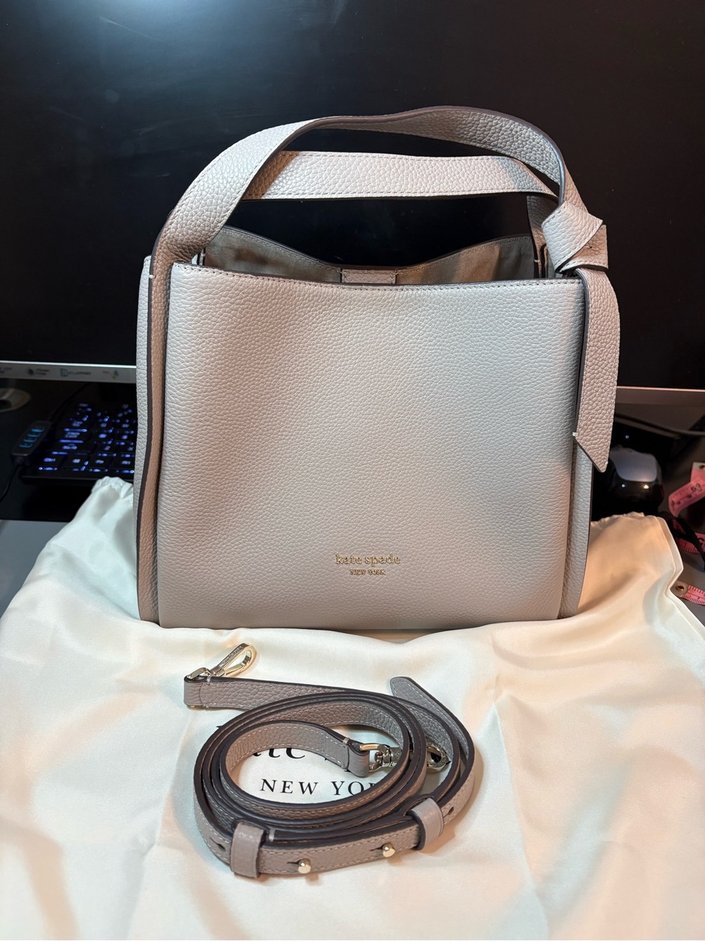 Kate Spade Pebbled Leather Knott Bag in Warm Taupe